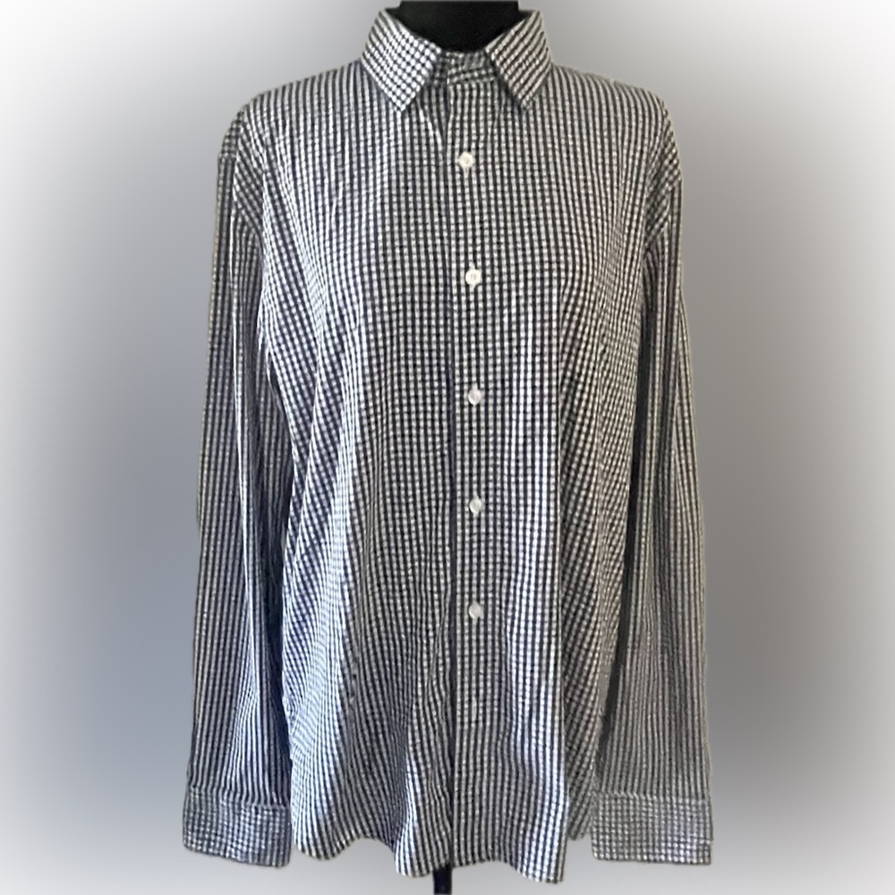 Under Armour White and Blue Casual Shirt sz L